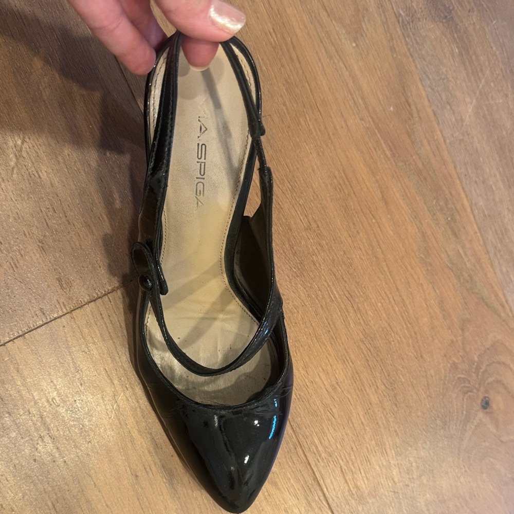 Via Spiga Black Patent Leather Heels